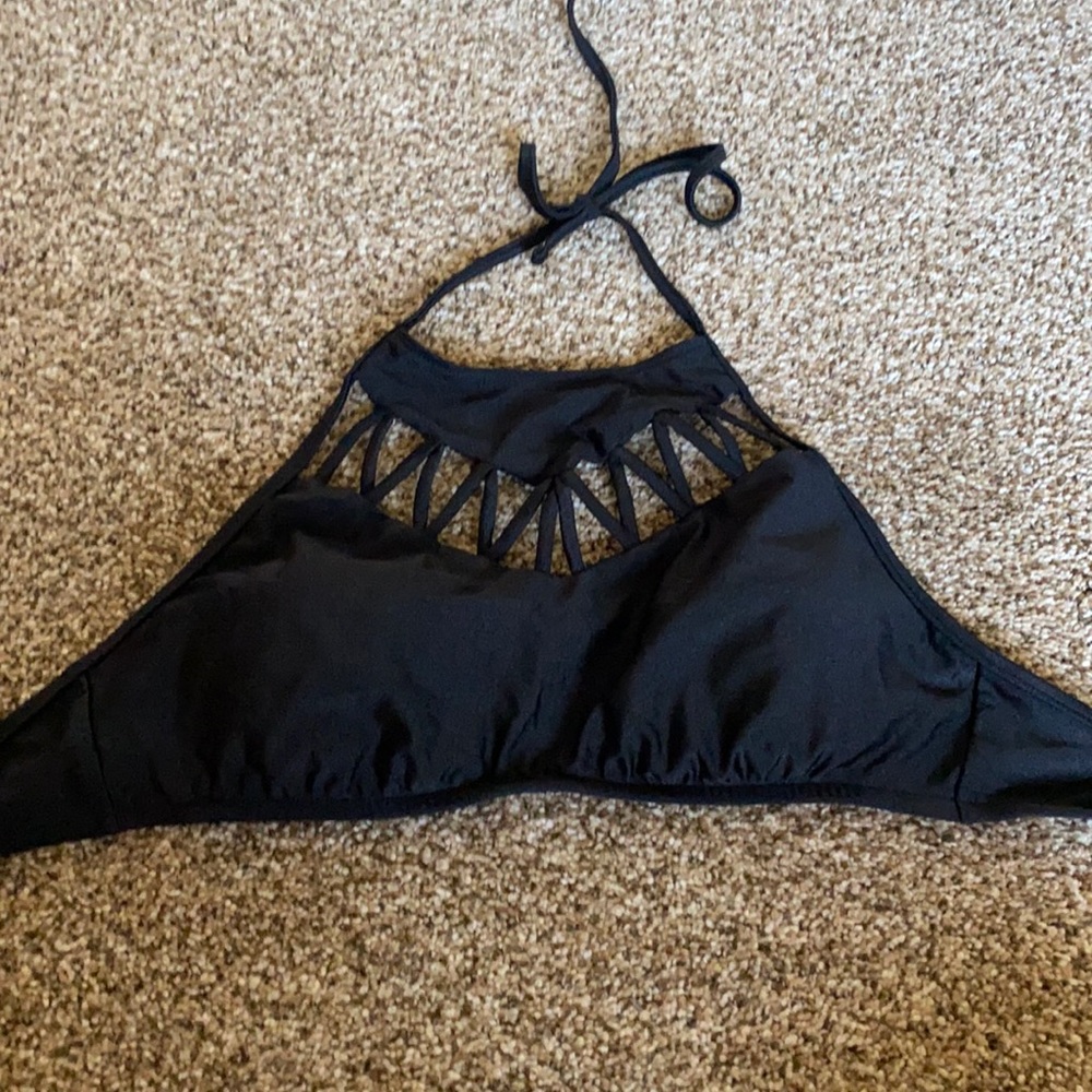 Black halter bikini top